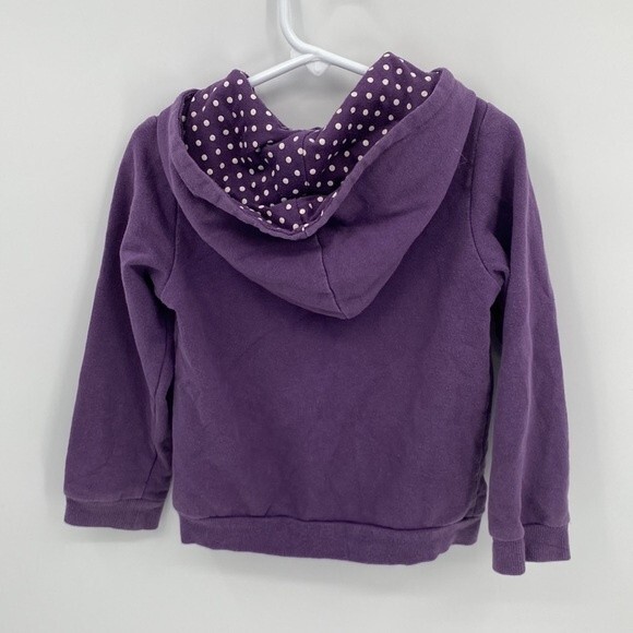 Oshkosh Girls Purple Full Zip Hoodie Sweatshirt size 4 Cozy Floral Polka Dot - Picture 4 of 5